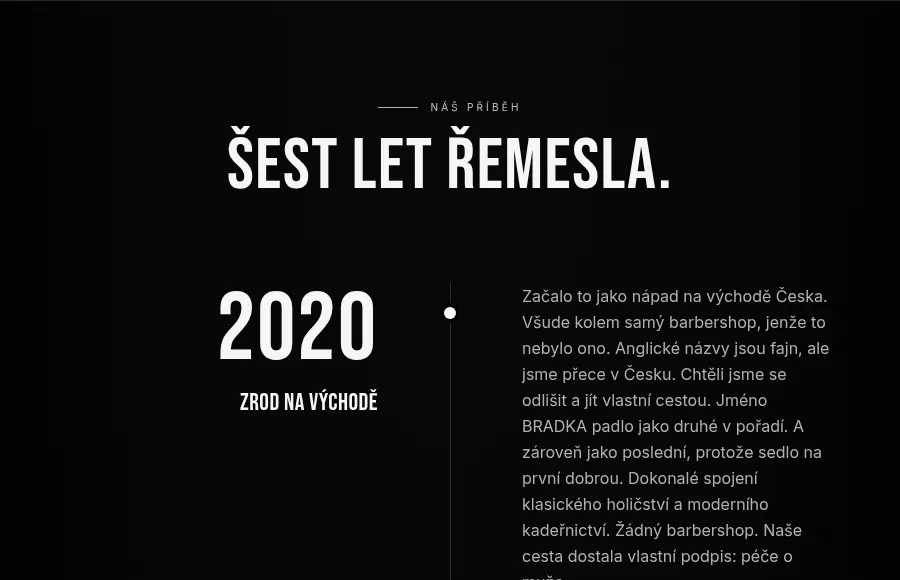 Časová osa Šest let řemesla