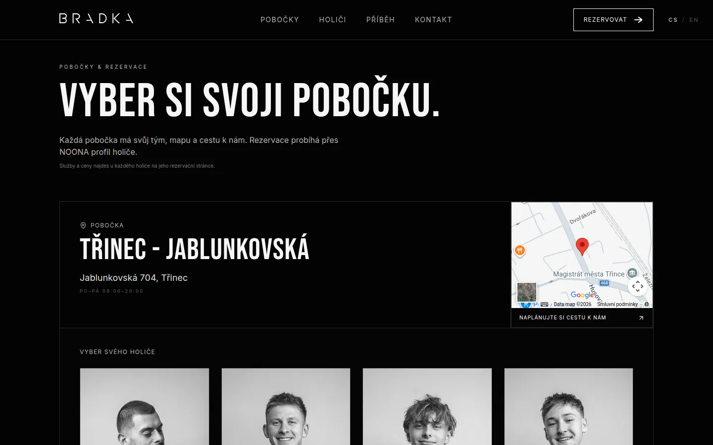 Rozbalená pobočka s holičmi
