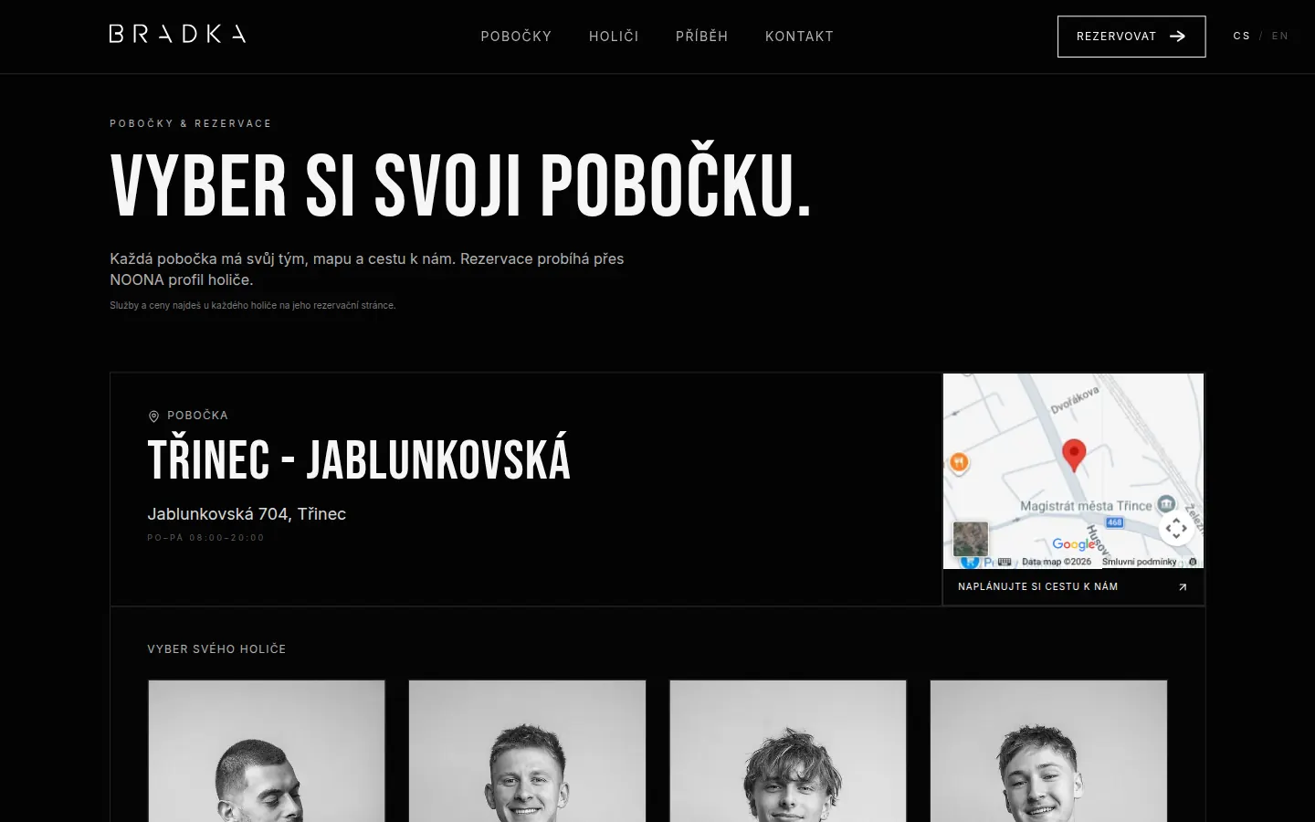 Výber pobočky na novom webe Bradky